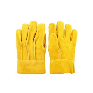 Guantes cortos de carnaza de res amarillo